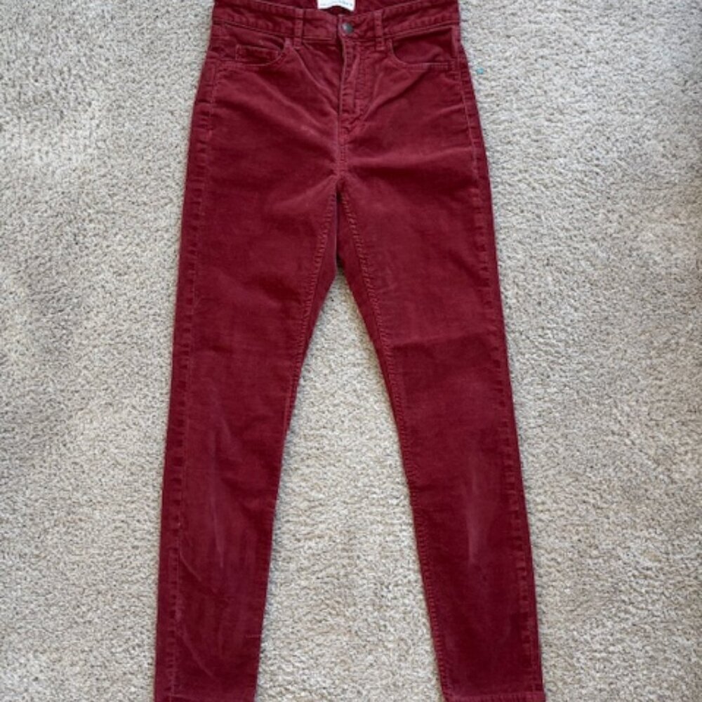 LOFT Corduroy Pants Women's Skinny Red Stretch Low Rise size 0